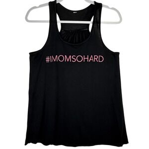 Black Racerback Tank Top IMOMSOHARD Graphic Print Women's Casual Apparel